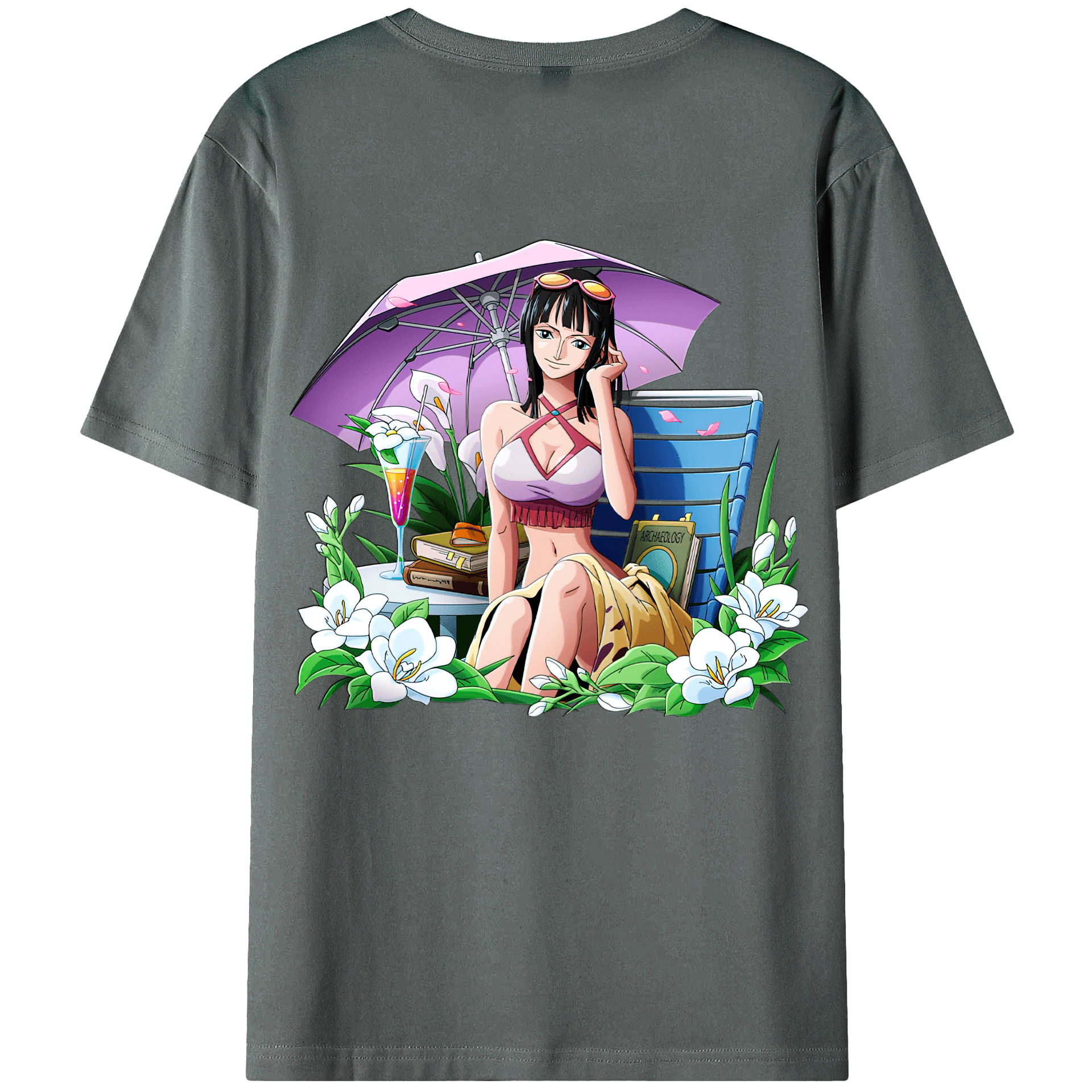 ワンピース ニコ・ロビン ONE PIECE Nico Robin 綿100％ メンズ半袖Tシャツ（バックプリント） 通気性